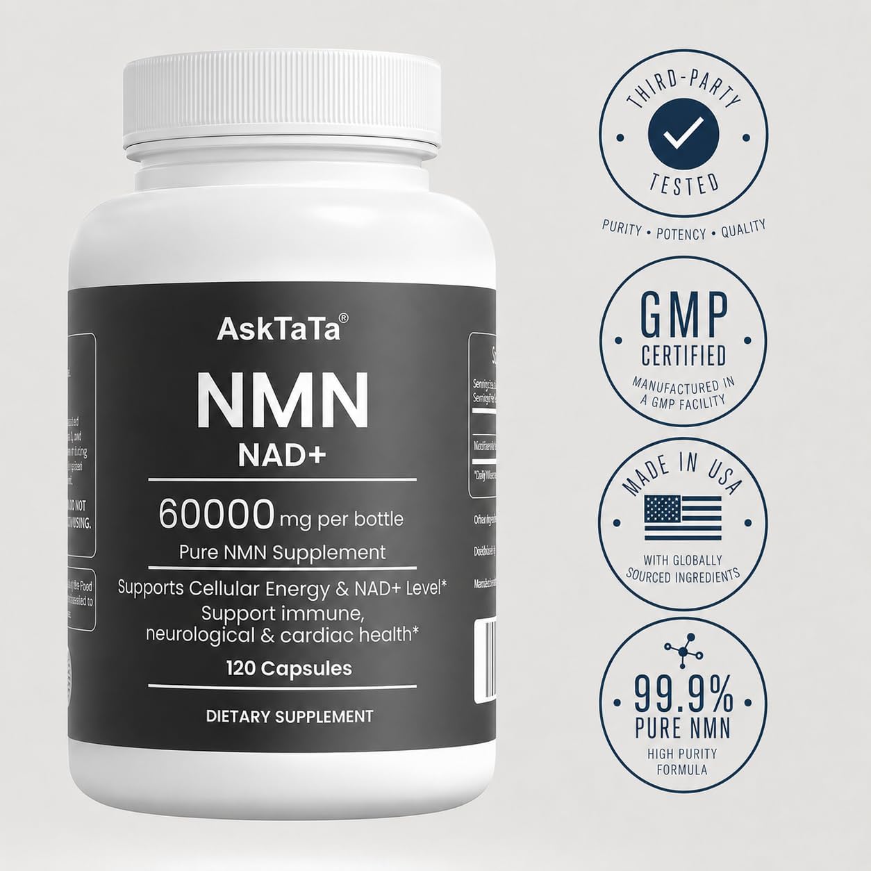 AskTaTa NMN 60000mg — Nicotinamide Mononucleotide NAD+ Support